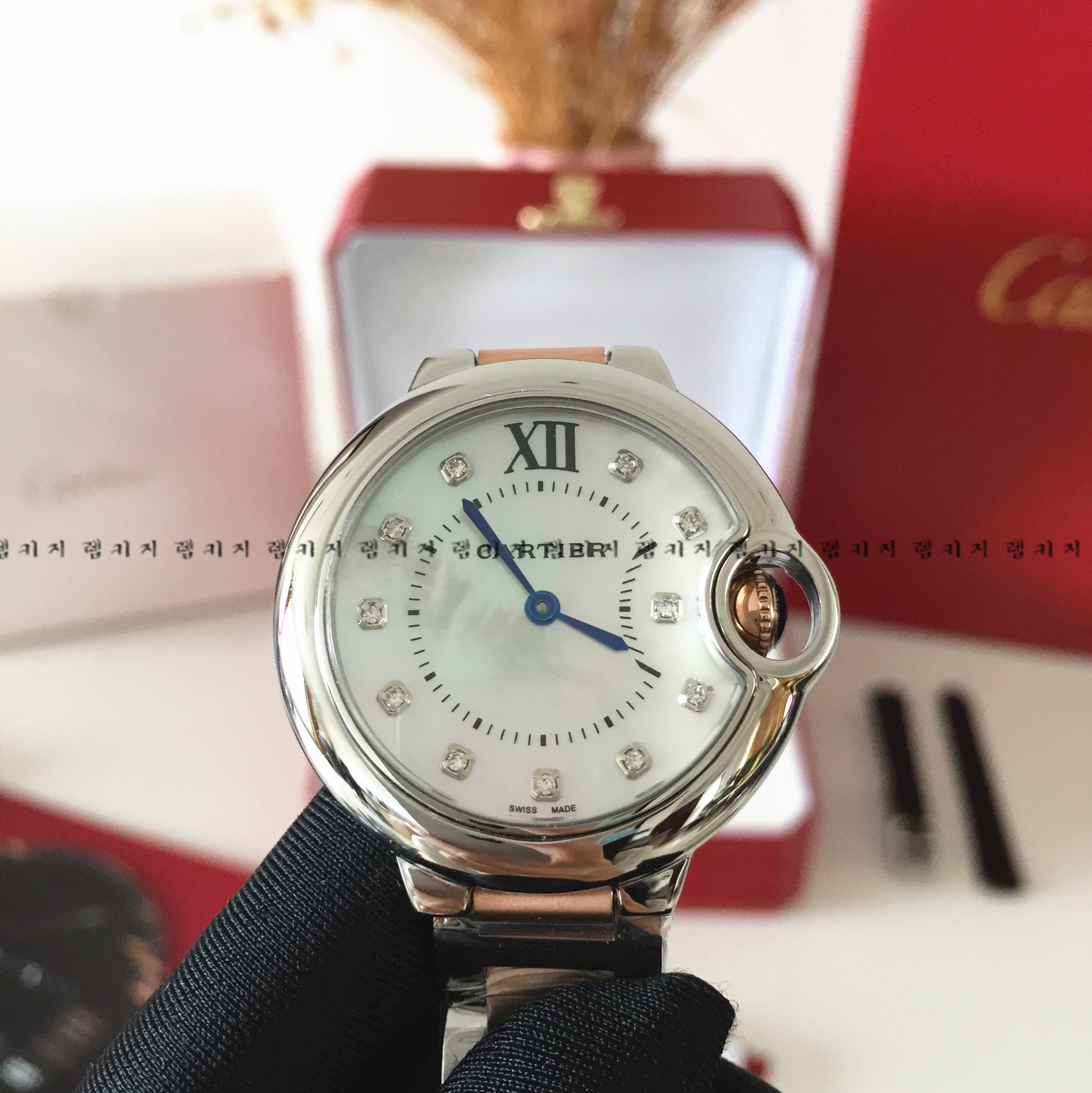 까르띠에 발롱블루 로즈골드 콤비 메탈시계